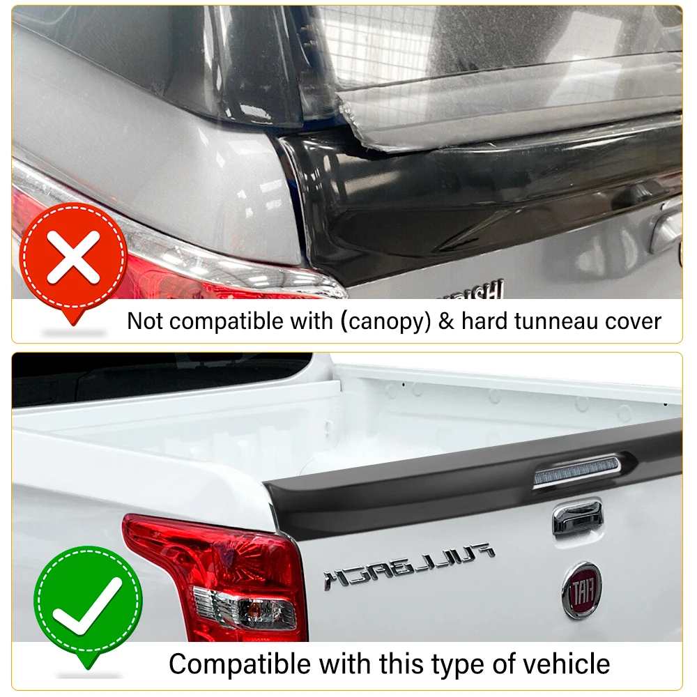 Tail Gate Protector Rear Spoiler Tailgate Cover Guard for Mitsubishi Triton L200 2015 2016 2017 2018 year models Matte Black 1PC