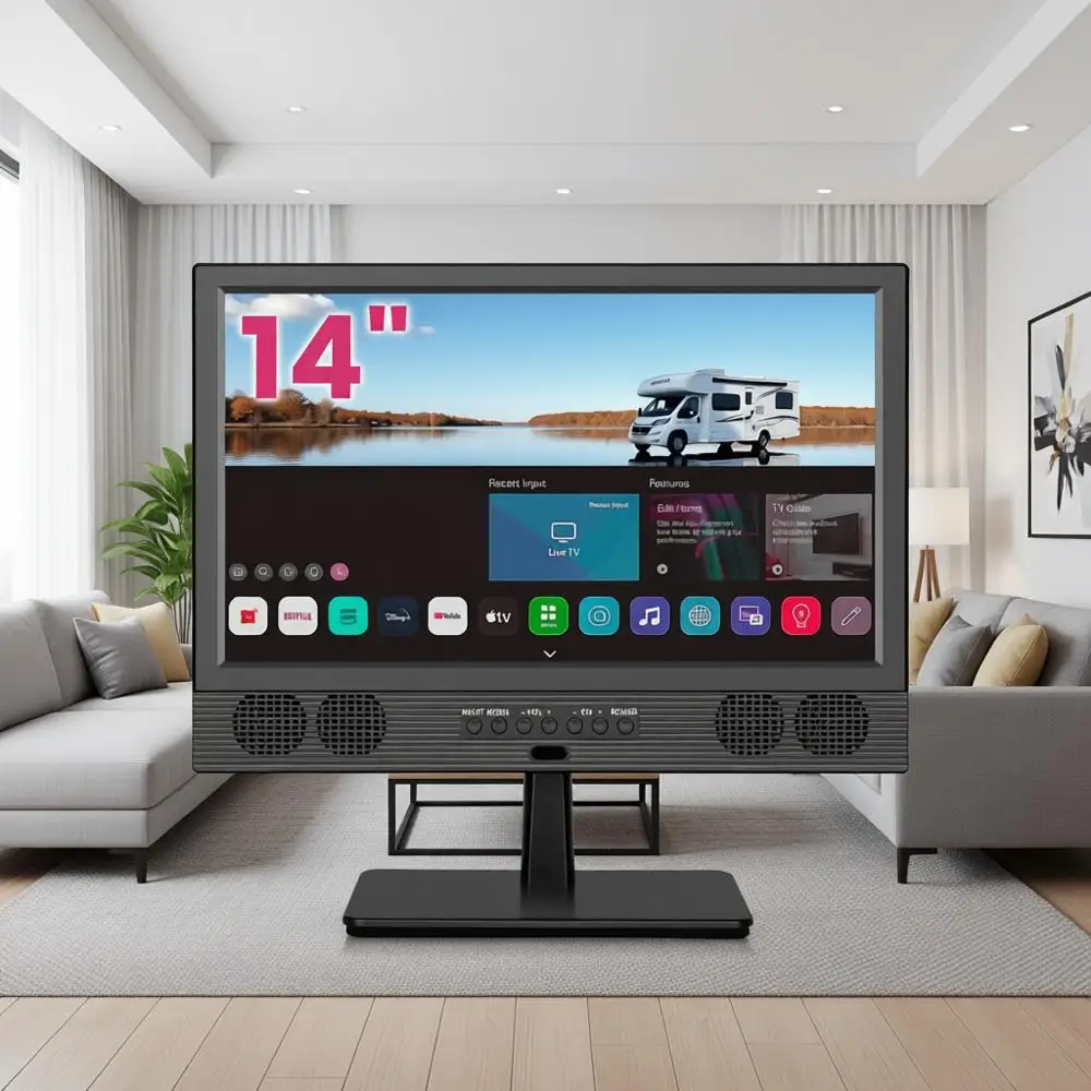 

Компактный 14-дюймовый HD LED Smart TV со встроенными приложениями, тюнером ATSC и портами HDMI/USB/AV для дома, кухни или путешествий
