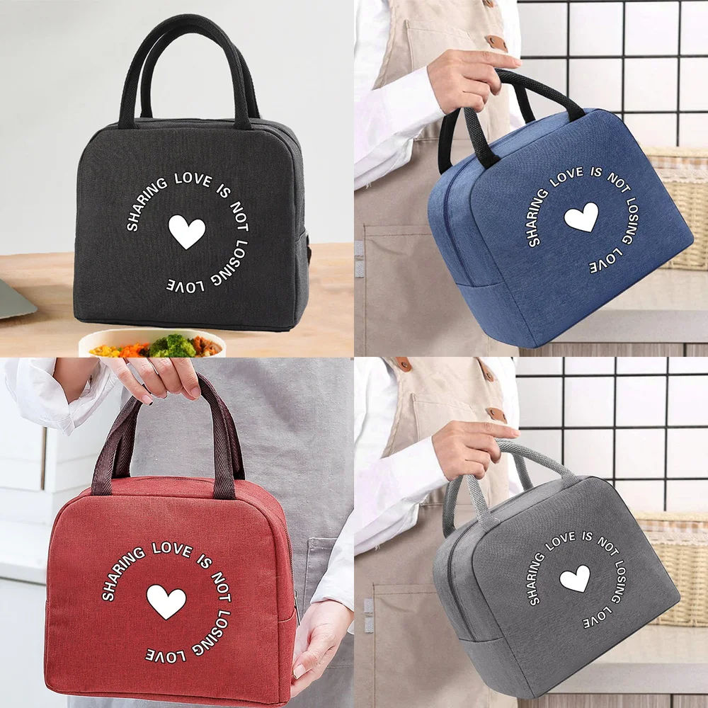 

Insulated Lunch Bag Handbags Box for Women Kids for Work Portable Thermal Picnic Bags English&love Printing Cooler Organizern