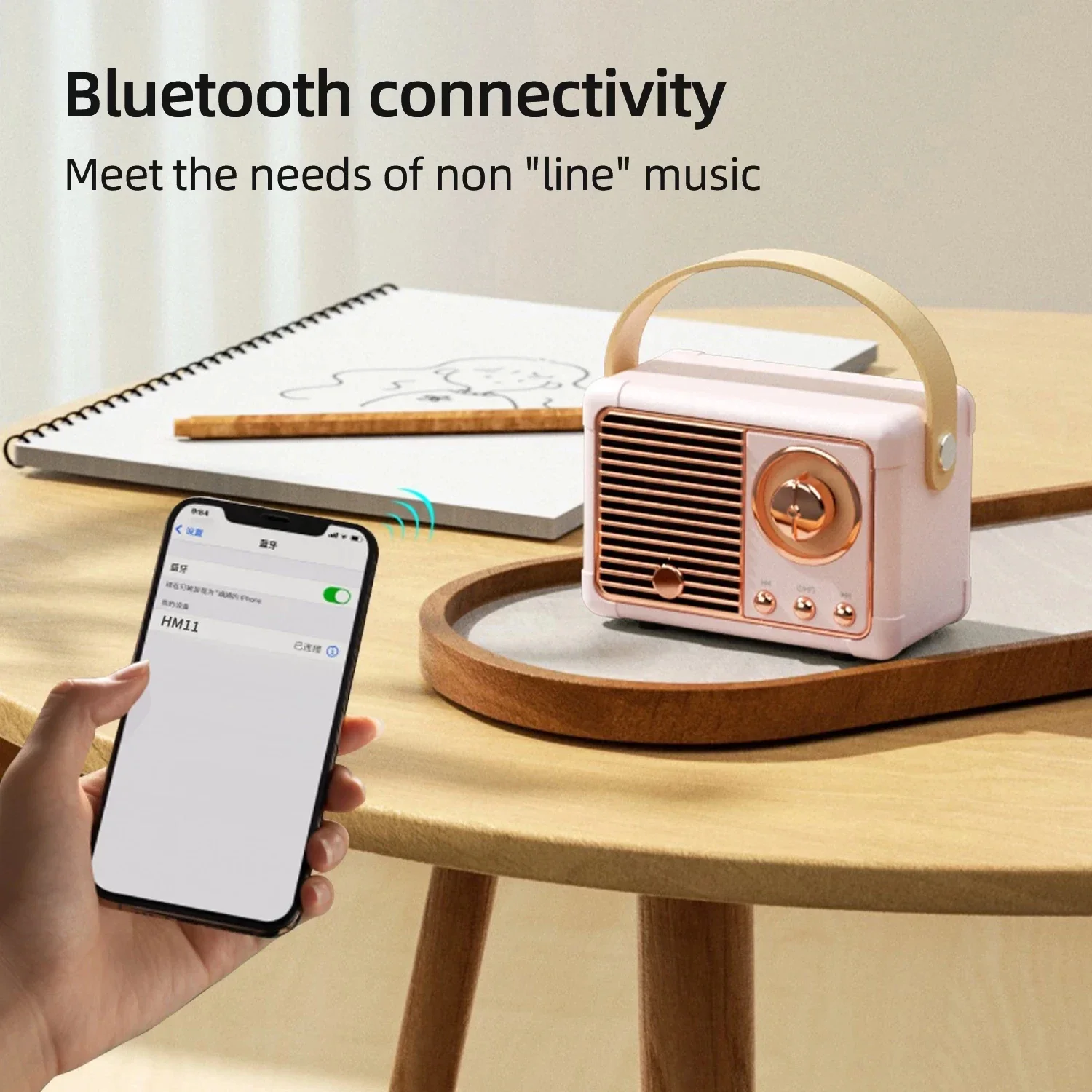 Portable Retro Desktop Music Box Bluetooth Speaker Wireless Box Blutooth FM Radio for Bedroom Desk Decoration Friend Great Gift