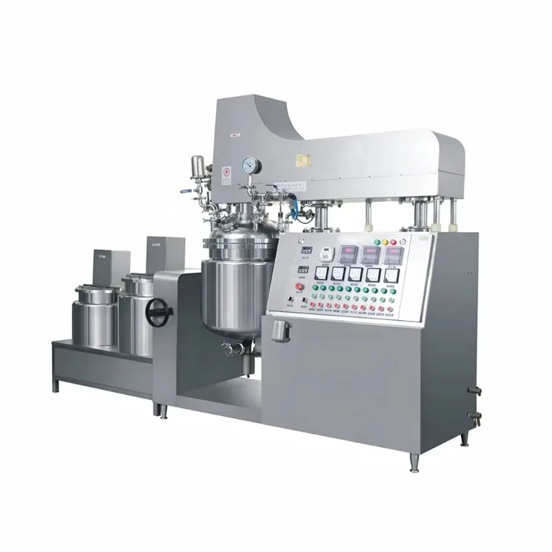 Cosmetic Body Lotion Cream Making Machine, Vacuum Emulsifying Homogenizer Equipped with Water and Oil Tank