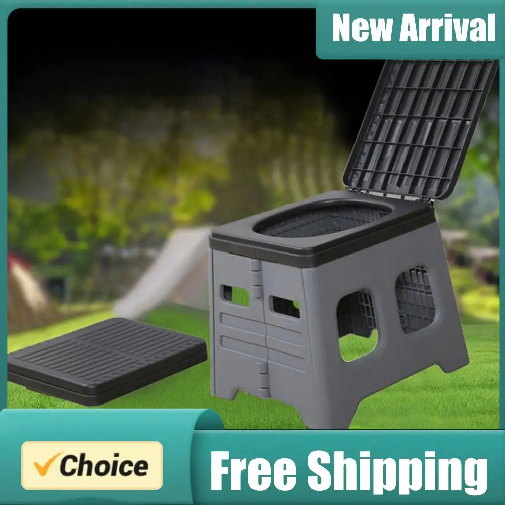 

Портативный походный туалет с крышкой, складной многофункциональный уличный туалет для кемпинга и экстренных ситуаций