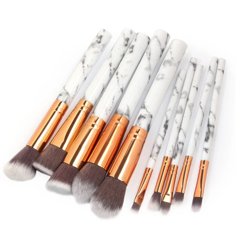 10Pcs/Set Makeup Brushes Set,Marbling Lines Professtional Eyeshadow Lip Eyebrow Powder Foundation Make up Brush Kit