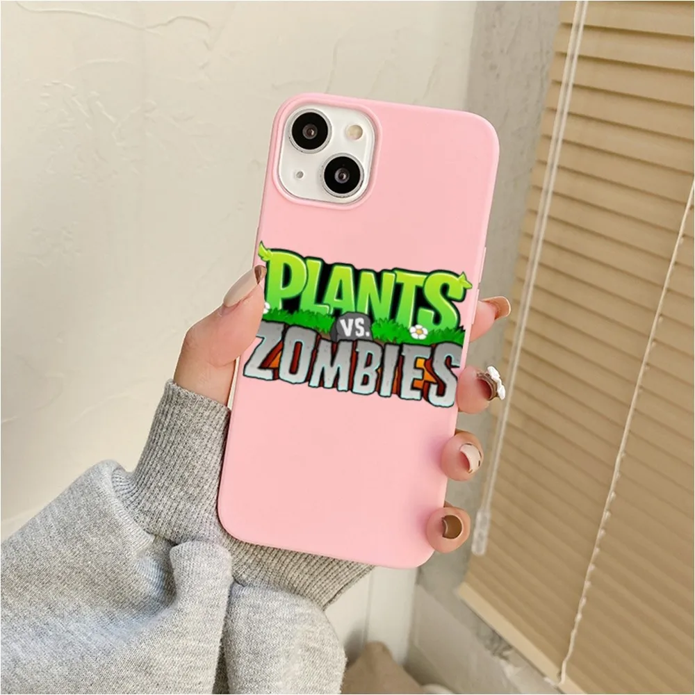 Game P-Plants Vs Zombies Phone Case For Iphone 11 13 14 Pro Max X Xr Xs Max Se2020 12mini Pink Cover Case