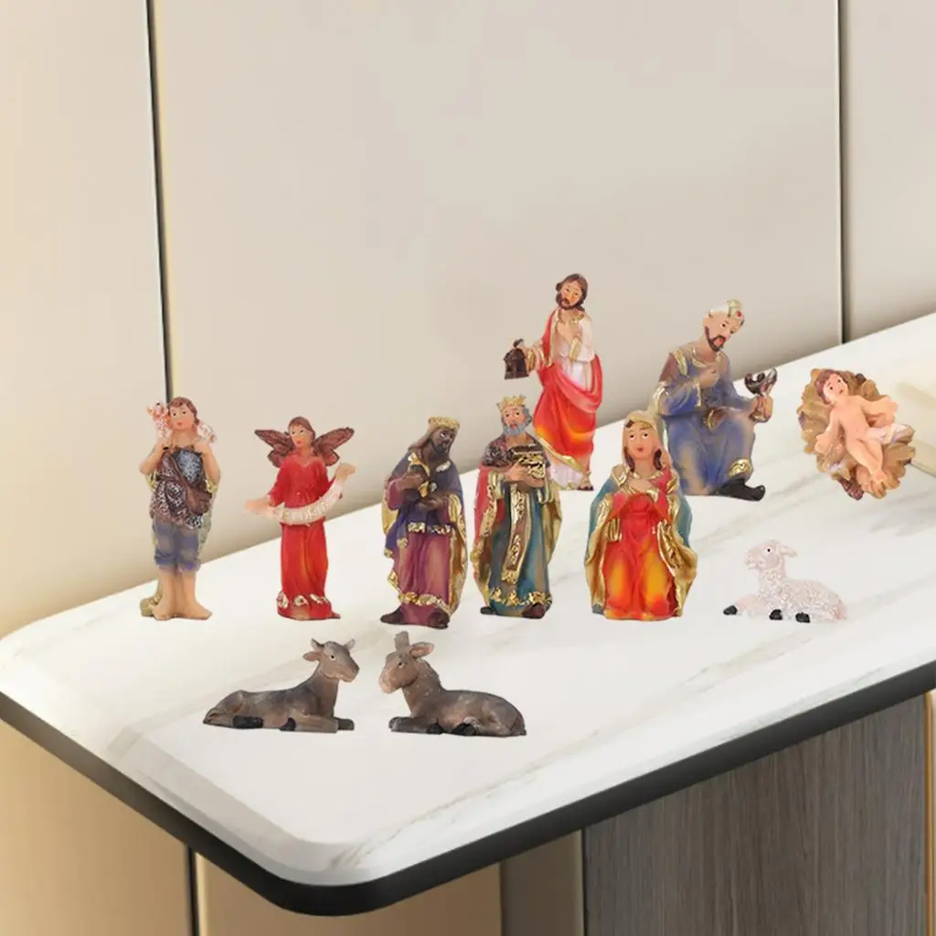 Christmas Resin Nativity Scene Toy Set Figurines for Home Desktop