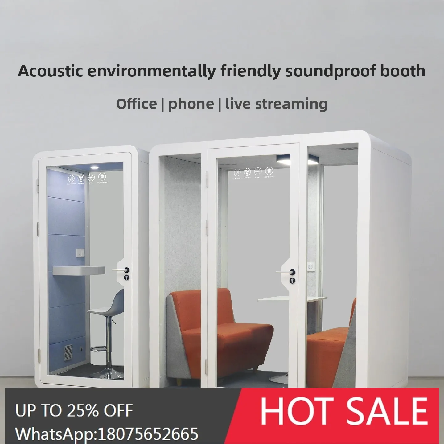 

HLZ Home KTV Soundproof Room Indoor Mobile Drum Set Soundproof Recording Studio Phone Booth Live Streaming Room