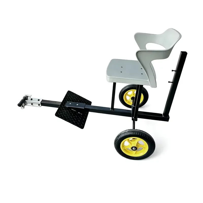 Micro Tiller Seat Trailer 2 Wheels Towing Cart with Foot Pedal Detachable Seat Trolley for Mini Power Tiller Cultivator