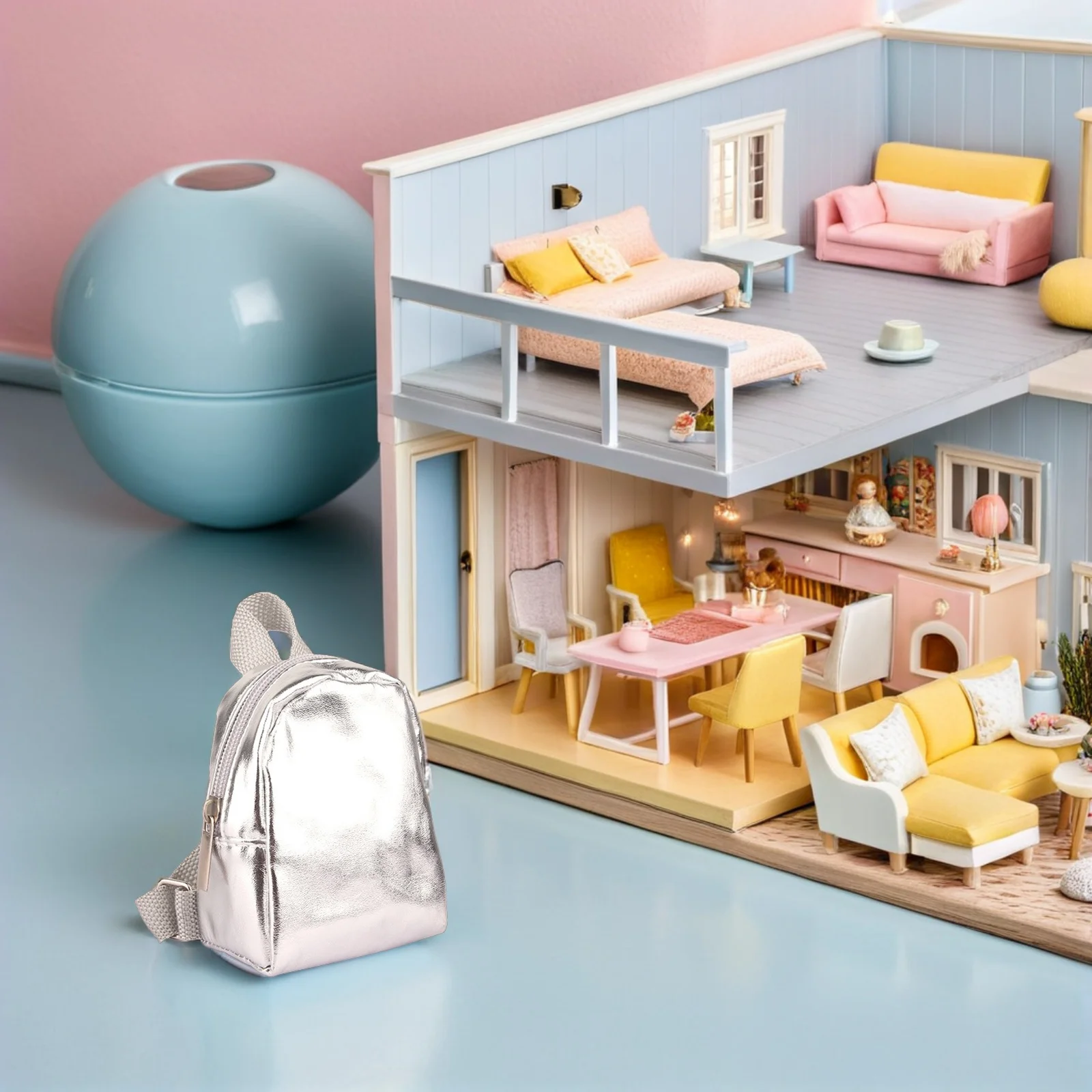 

2 шт. мини-рюкзак: школьные сумки на молнии для аксессуаров, ролевые игры, миниатюрный пейзажный реквизит, рюкзак с мягкими игрушками