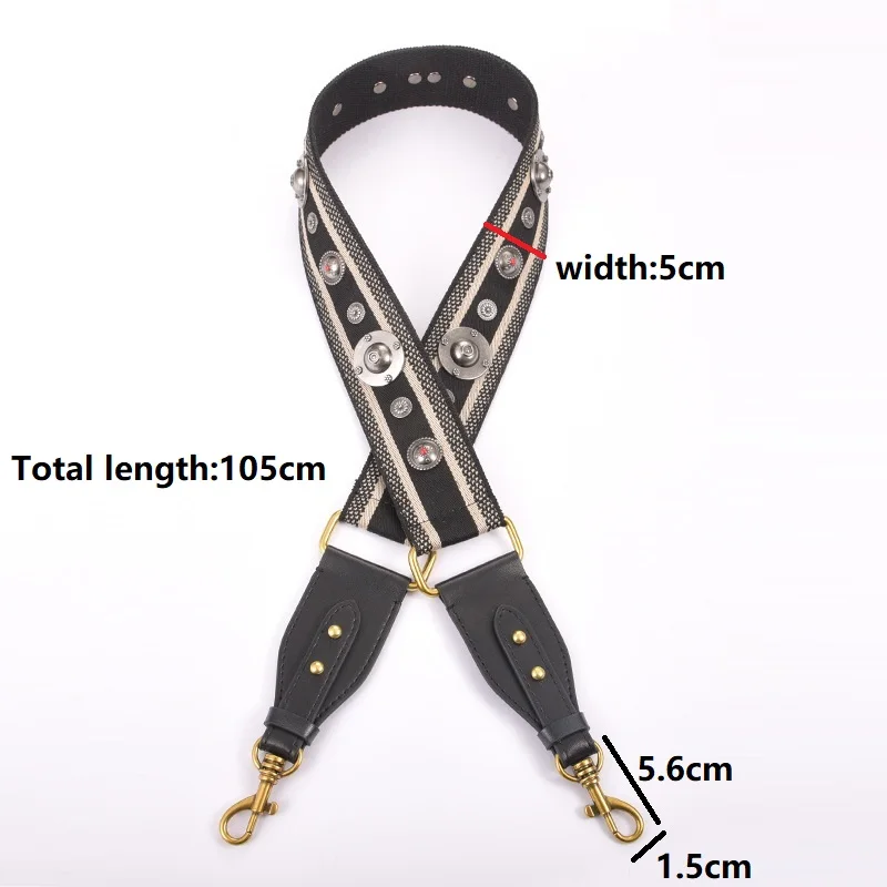 Vintage Rivet Width Shoulder Strap Leather Bag Part Accessories Apply To Saddle Bag Canvas Stripes Belt Shoulder Strap 105cm