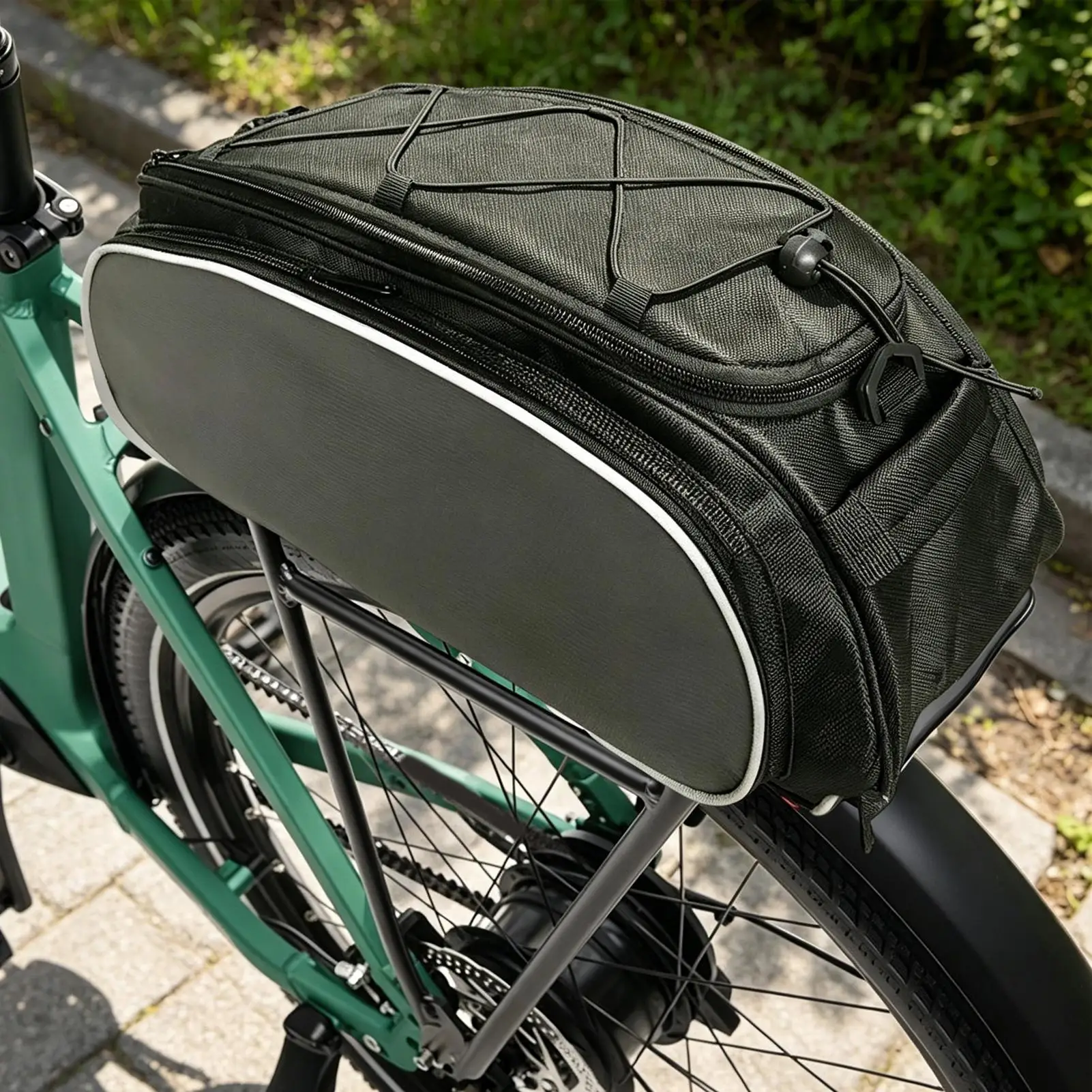 Bike Bag Rear Rack Bag Universal Bike Seat Bag with Removable Shoulder Strap Large Capacity Bicycle Storage Bag