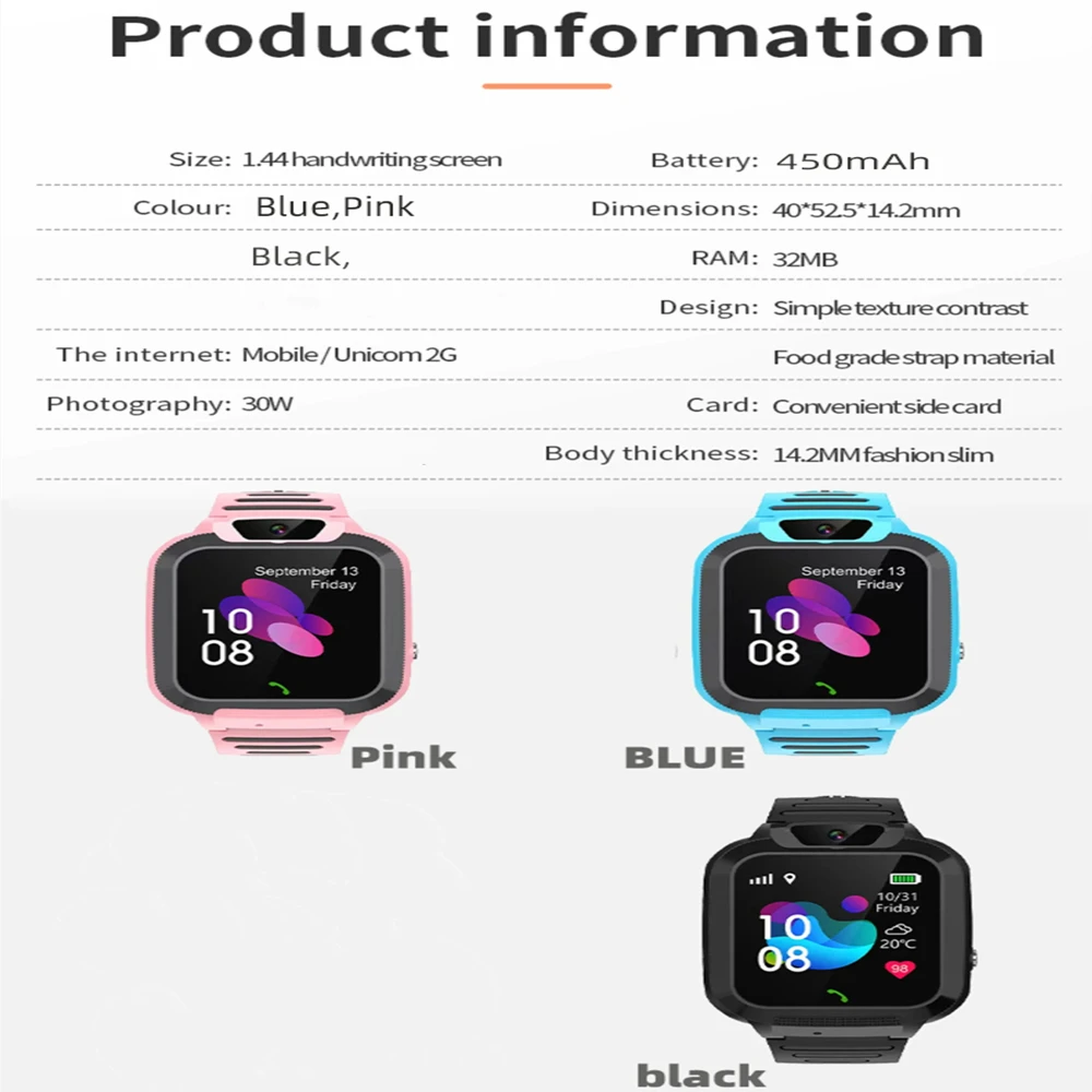 Montre intelligente étanche pour enfants, montre électronique pour enfants, appel téléphonique, suivi de localisation, carte EpiCard 2G, cadeau d'anniversaire pour garçons et filles, Q16S