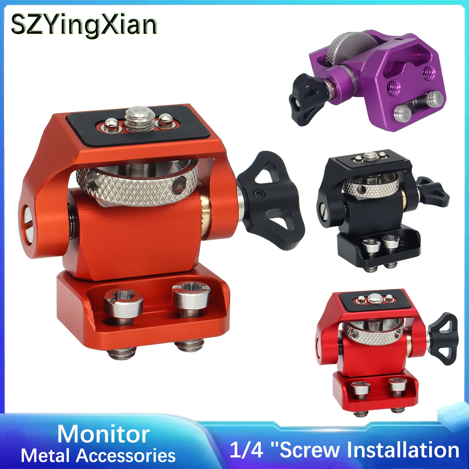 Metal Damping Snail Mini Ball Head Monitor Holder Double1/4 Thread Base 360 Swivel Stand With SmallHD Pin For Camera Monitor