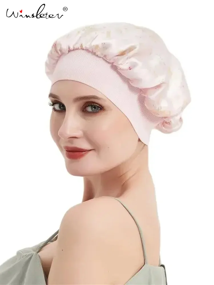 

Winsleter,Night Sleep Knot Round Cap,100%Pure Mulberry Silk Bonnet Cap,Ladies Hair Care Cap,Stretchy Hair Wrap A41221QM