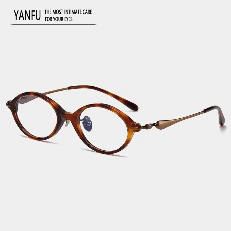 Vintage Oval Tortoise Acetate Glasses Frames Fashion for Men Women Classic Designer Optical Eyeglasses Reading Myopia Eyewear