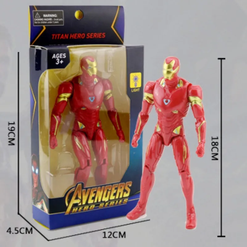 18CM Avengers Spider-Man Hulk Iron Man Thanos LED Light PVC Action Figurine Desk Anime Model Toys Figures Gift 1PCS Random