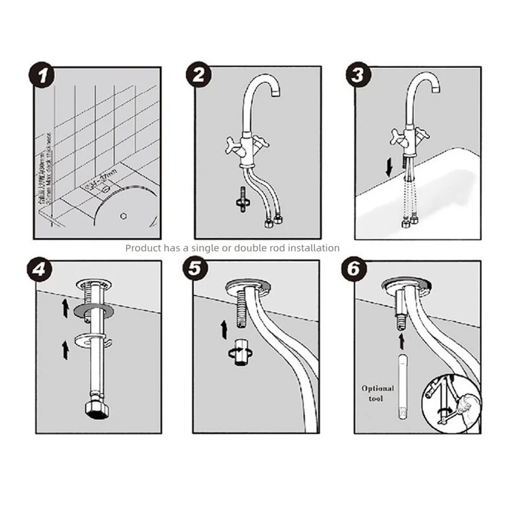 

Square Kitchen Faucet Hot Cold Water Brass Tap for Laundry For Dish Basin Sink with Dual Control Chrome Finish