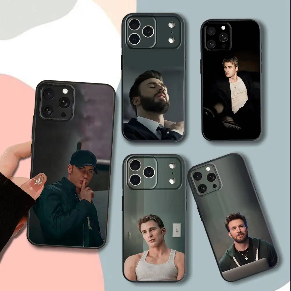 Coque de téléphone C-Christopher R-Robert Evans, étui noir en Silicone souple pour iPhone 15,13,16,12,11,17,14,Plus,Pro,Max,XS,XR,X,SE,Mini