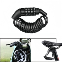 4 Digit Password Bike Lock Combination Steel Cable Lock 1.5M Anti-Theft Code Lock with Key for Bicycle Motorcycle Scooter Helmet