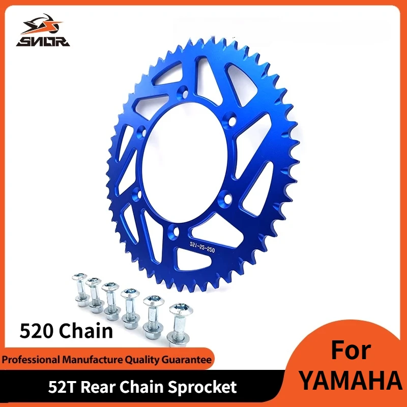

Аксессуары для мотоциклов SNOR, задняя звездочка 52T для YAMAHA YZ YZX YZF WRF YZFX 125 250 450 1999-2023, звездочка для мотокросса