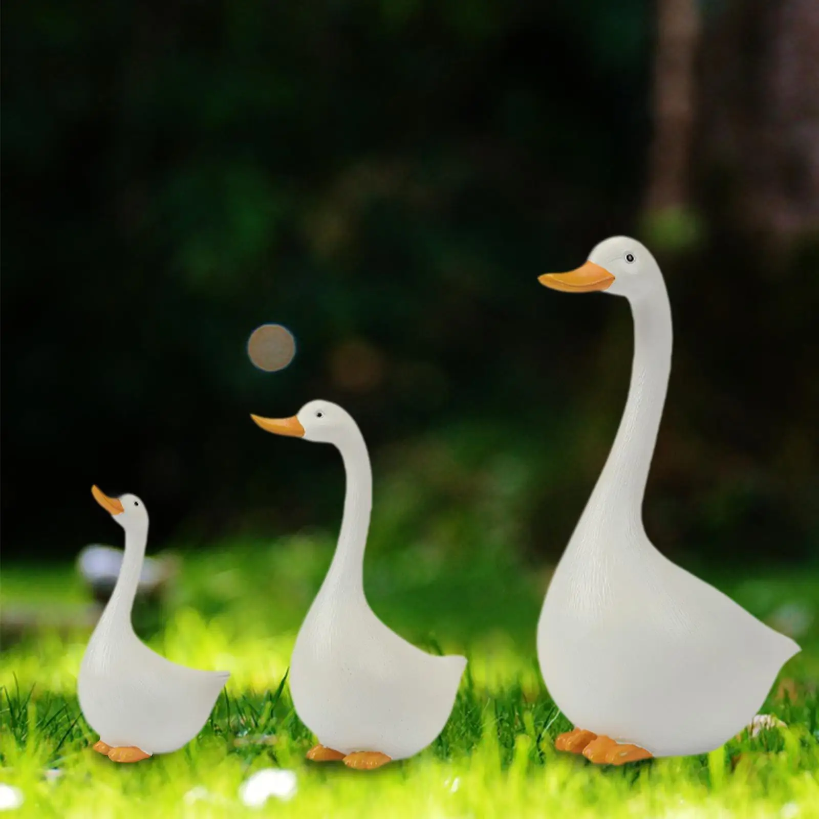 3Pcs Duck Statues White Garden Sculptures Yard Decorations Animal Figurines for Balcony Indoors TV Cabinet Outside Home Decor