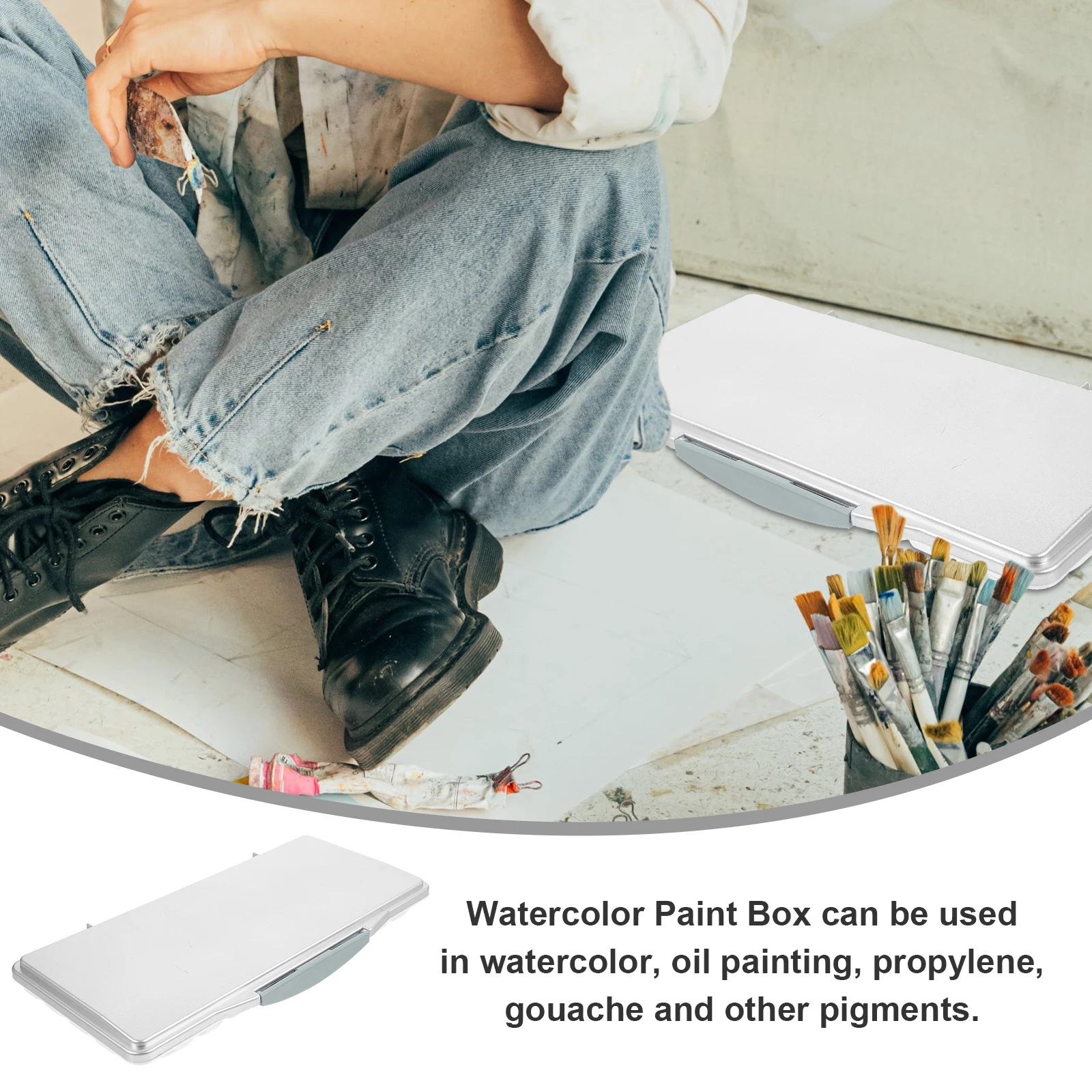 

Watercolor Pigment Box Plastic Portable Paint Mixing Tray for Watercolor Oil Gouache Color Mixing Palette Paint Box