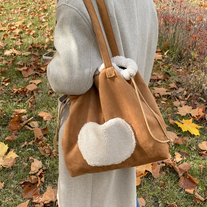 

2025 Winter Suede Shoulder Bags For Women Large Capacity Patchwork Shoulder Crossbody Bags Travel Commuting Tote Bags