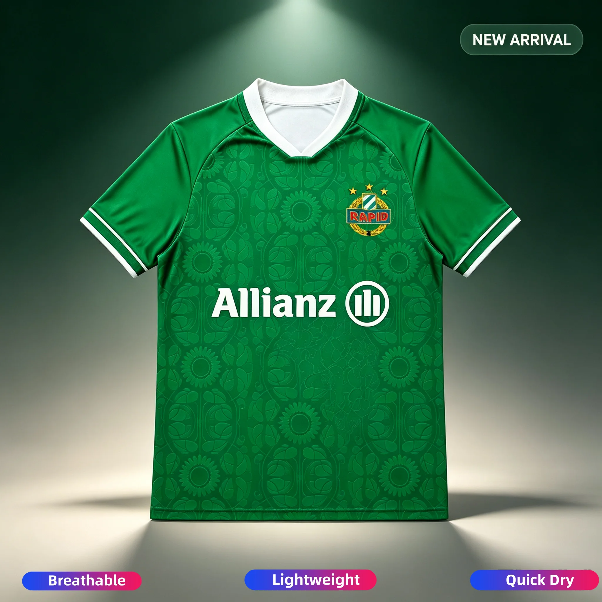 2026_2027 Rapid Wien Fußball 3D Trikot T-Shirt Bequem und Atmungsaktiv Kurzärmelig für Männer und Frauen Locker Geschnitten Fan-Geschenk Oberteil