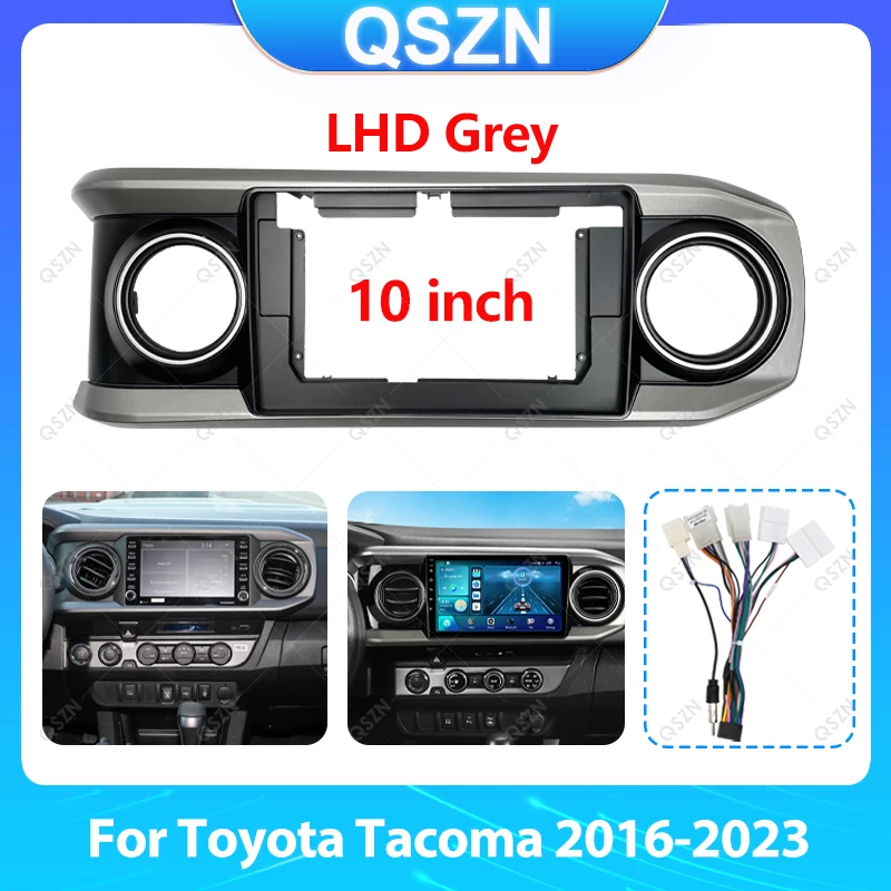 

For Toyota Tacoma 2016-2023 10 inch Grey Car Radio Plastic Fascias Panel Dashboard Frame Installation Android Multimedia Player.