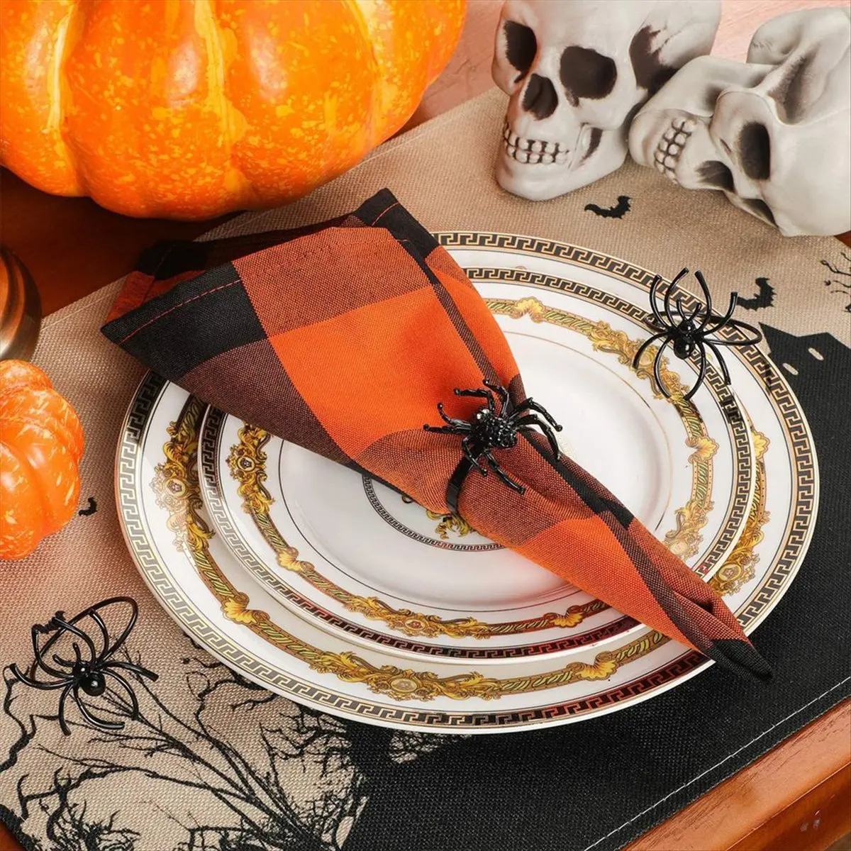 LNHF Halloween Napkin Ring Set Spider Halloween Napkin Black Terror Metal Alloy Napkin Clasp Spider