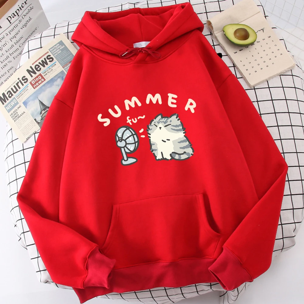 Short Beauty Blowing Fan Fun Print Men Sweatshirts Breathable Originality Streetwear Graphic Motionpullover Outdoor Novelty Tops