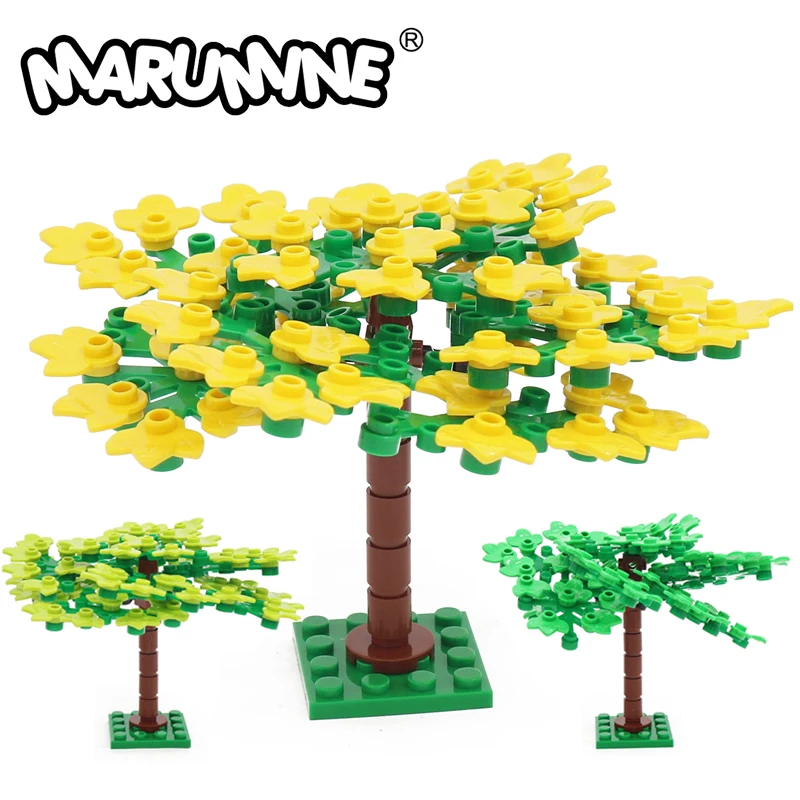 Marumine MOC Bricks Tree Set 76PCS Alley Avenue Road Plant Parts City Streew Garden Jungle Build Blocks Kit modello accessori