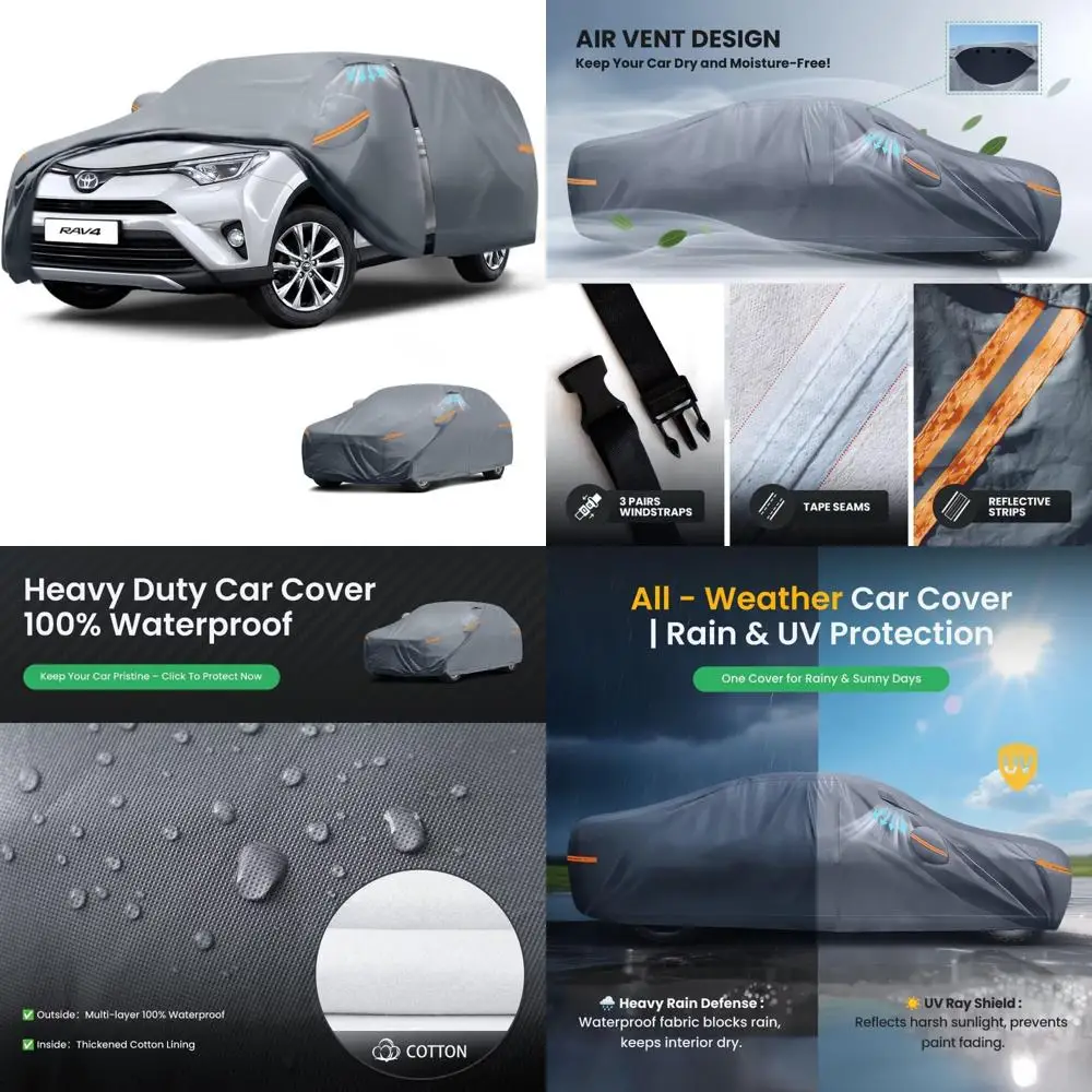 

Breathable Vents Waterproof Car Cover with Premium Cotton Liner and Zipper for 2015-2025 SUV Models