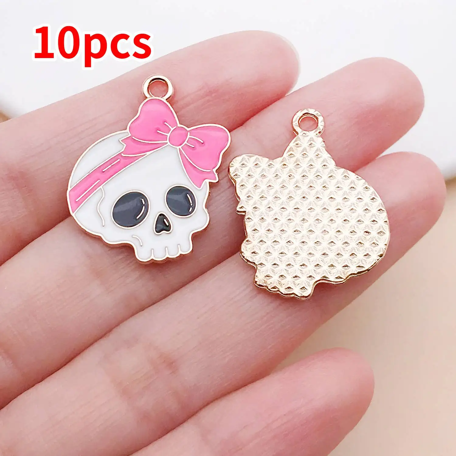 10pcs Creative Cute Ghost Enamel Charms for DIY Jewelry