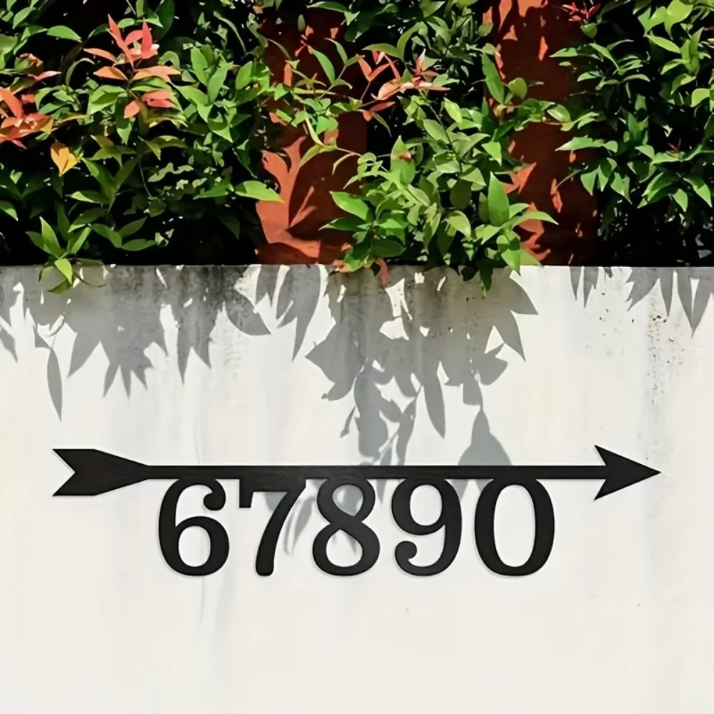 

Exclusive Arrow - Shaped Metal Address Plate. Custom Name/Number, AAA Powder Coated. All - Season Home Decor.