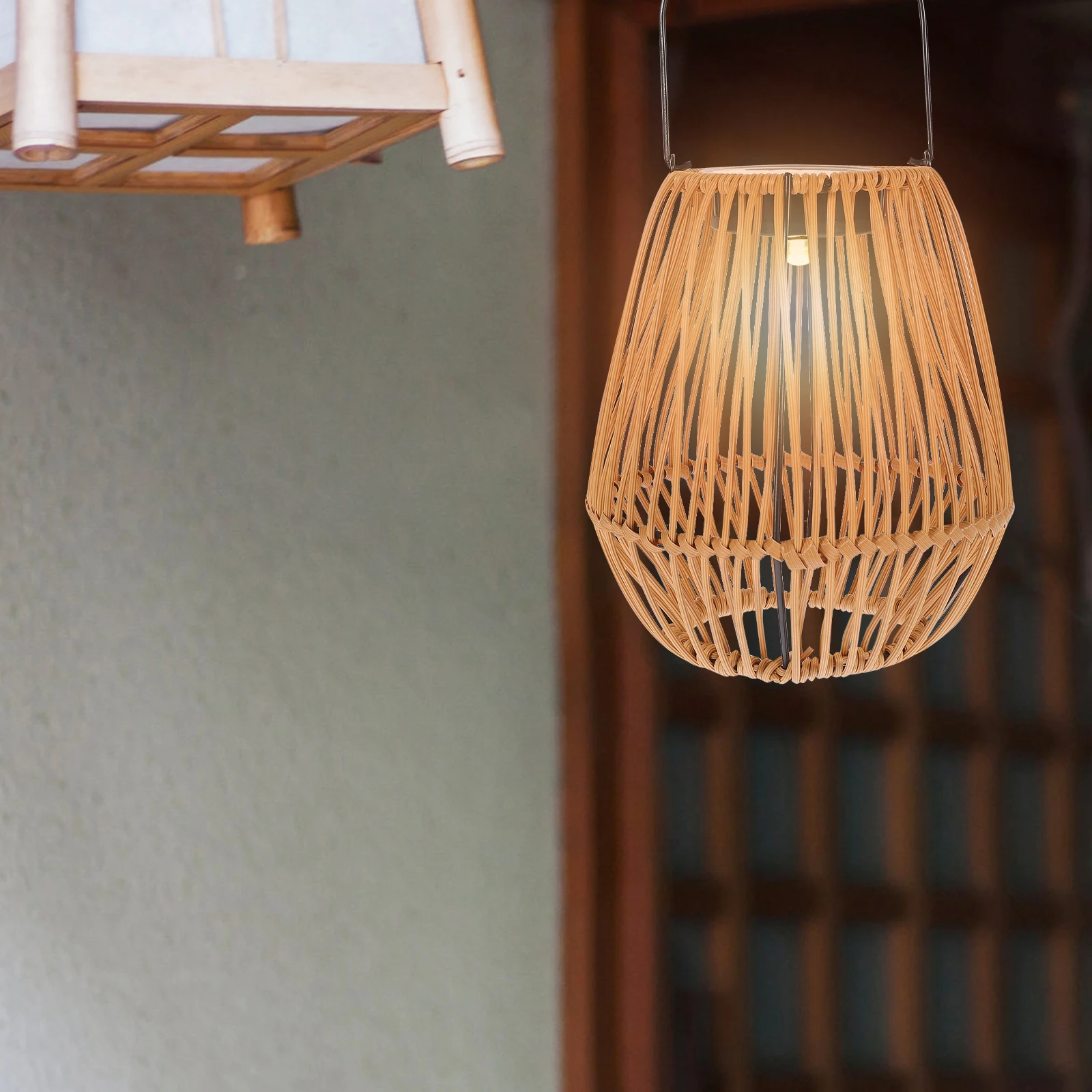 

Solar Rattan Lantern Outdoor Hanging Garden Decorative LED Lights Courtyard Yard Solar Lanterns Retro Design Long Lasting Use