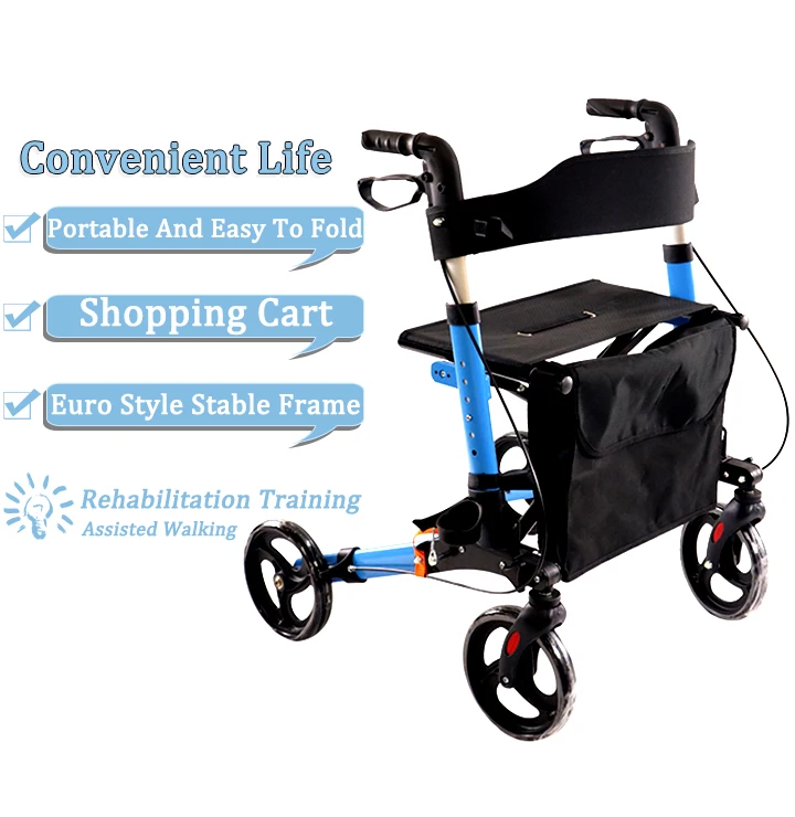 Random color outdoor indoor universal basic the elderly 4 wheel walker with seat