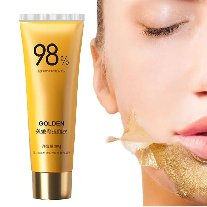 80G Goudfolie Peel-Off Masker Afpellen Anti-Rimpel Gezichtsmasker 98% Gouden Masker Gezichts Voor Diep Reinigt Huidverzorging