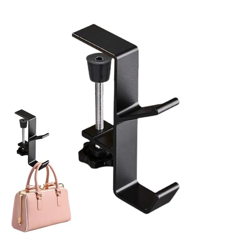 Stand Up Desk Hook Adjustable Desk Edge Hook No Drilling Bag Metal Storage Hook For Table Clamp-On Under Desk Headphone Hanger