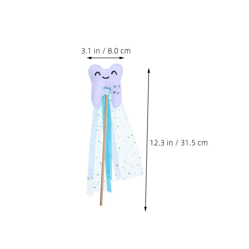 2Pcs Tooth Fairy Wand Tooth Shaped Colorful Stick Kids Dress Up Party Festival Performance Props Princess Fairy Wands
