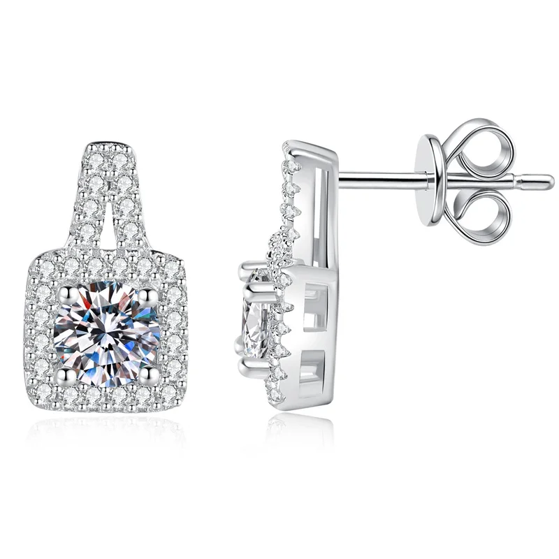 

ZFSILVER Fashion s925 Silver 0.5ct Moissanite Classic Trendy Square Earring For Charms Women Accessories Jewelry Party Gift E274