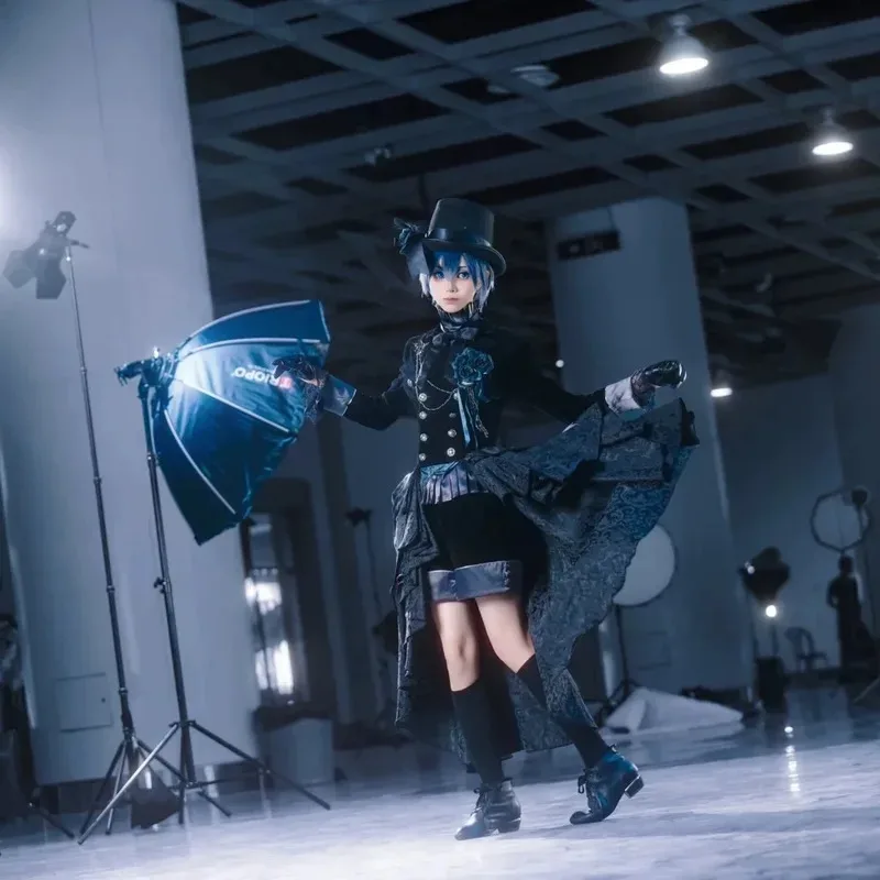 Tersedia Kostum Cosplay Anime Black Butler Ciel Phantomhive Butler Hitam Wig Ciel Phantomhive Mawar Hitam Setelan Pesta Halloween