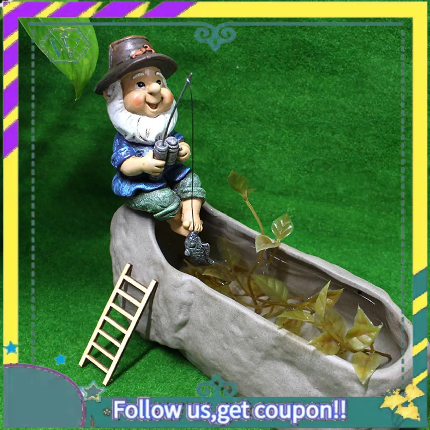 

(Новый) Садовая статуя гнома из смолы, статуя карлика и эльфа для рыбалки, уличные пасторальные пейзажные украшения для сада, двора, декора газона