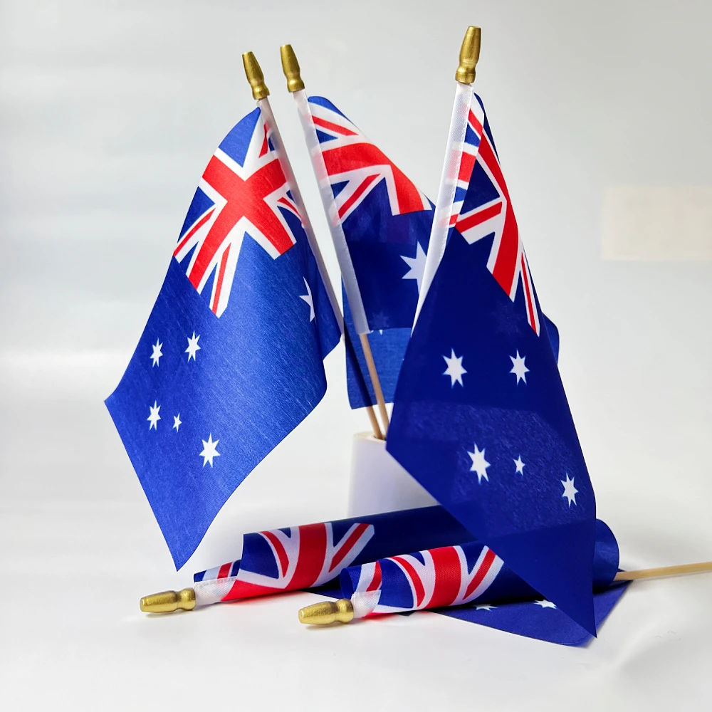 5/10pcs  wooden stick Australian National Flag 14*21cm Polyester Flag