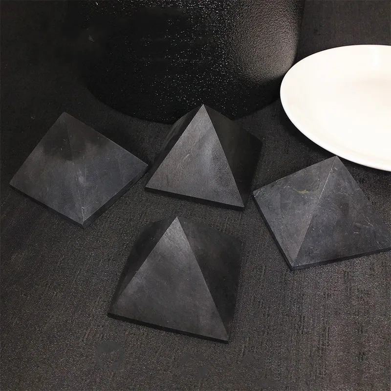 5 Cm Black Shungite Pyramid Natural Crystal Stone Tower - Healing Crystal Pyramid - Home Decor - Energy Healing - Feng Shui