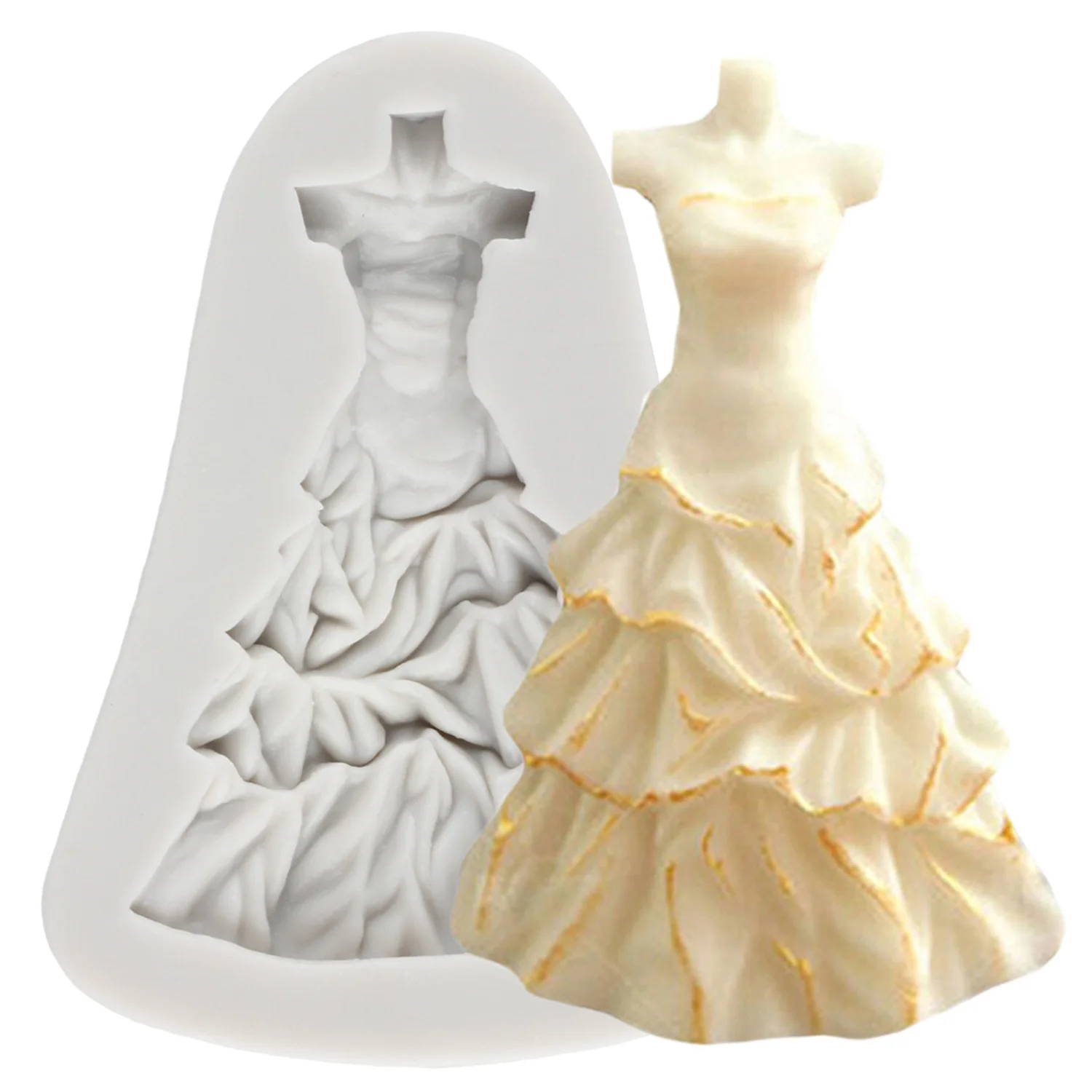 

Wedding Dress Silicone Mold Wedding Cake Decorating Tools Chocolate Fondant Mould Cake Border Molds Polymer Clay Candy Moulds