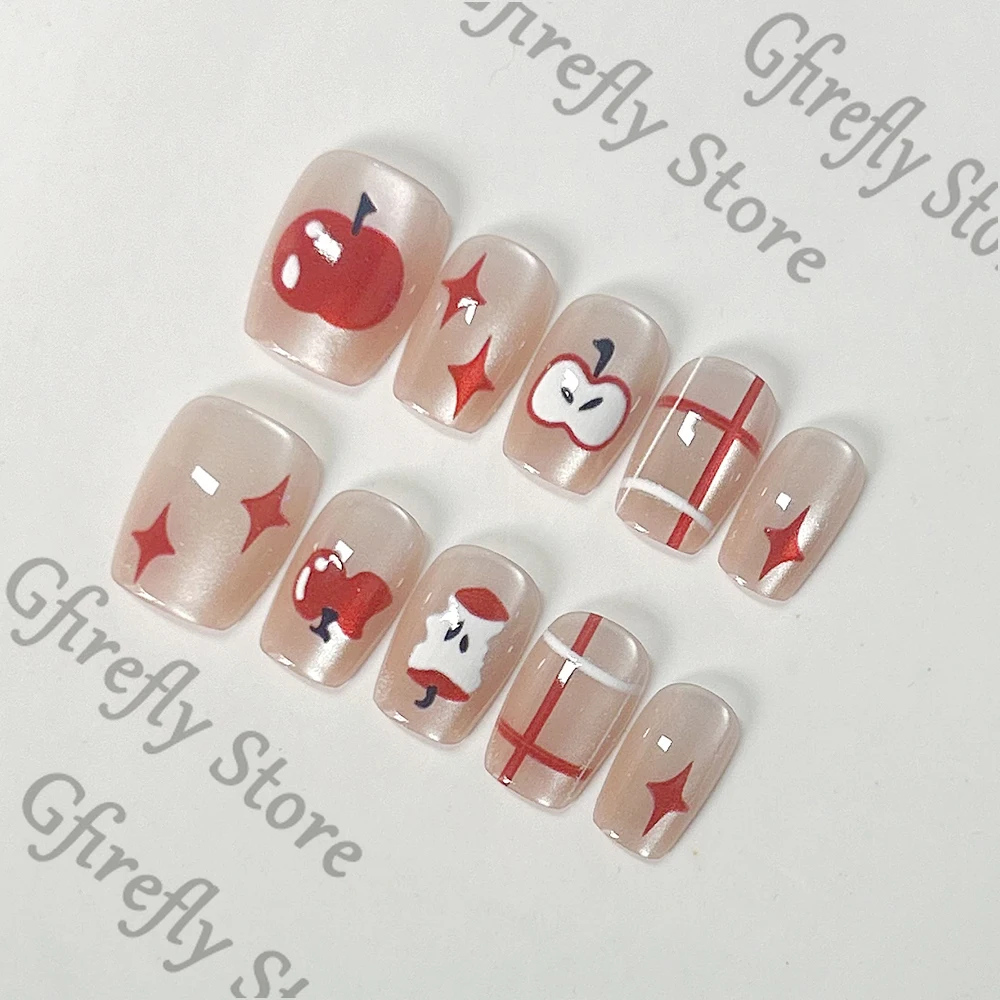 

Manicure Craft Anime Caleb Press-on Nails Exquisite Apple Fingernail Cute Photograph Love and Deepspace Cosplay Cartoon Gift