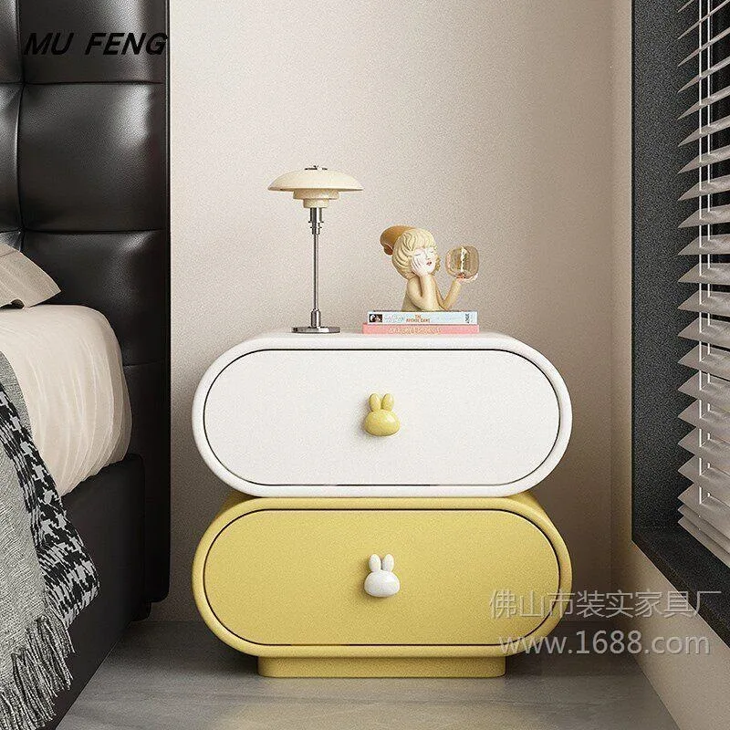 HYS two-color bedside storage cabinet bedside table children's bedside table princess style children's room integrated cabinet