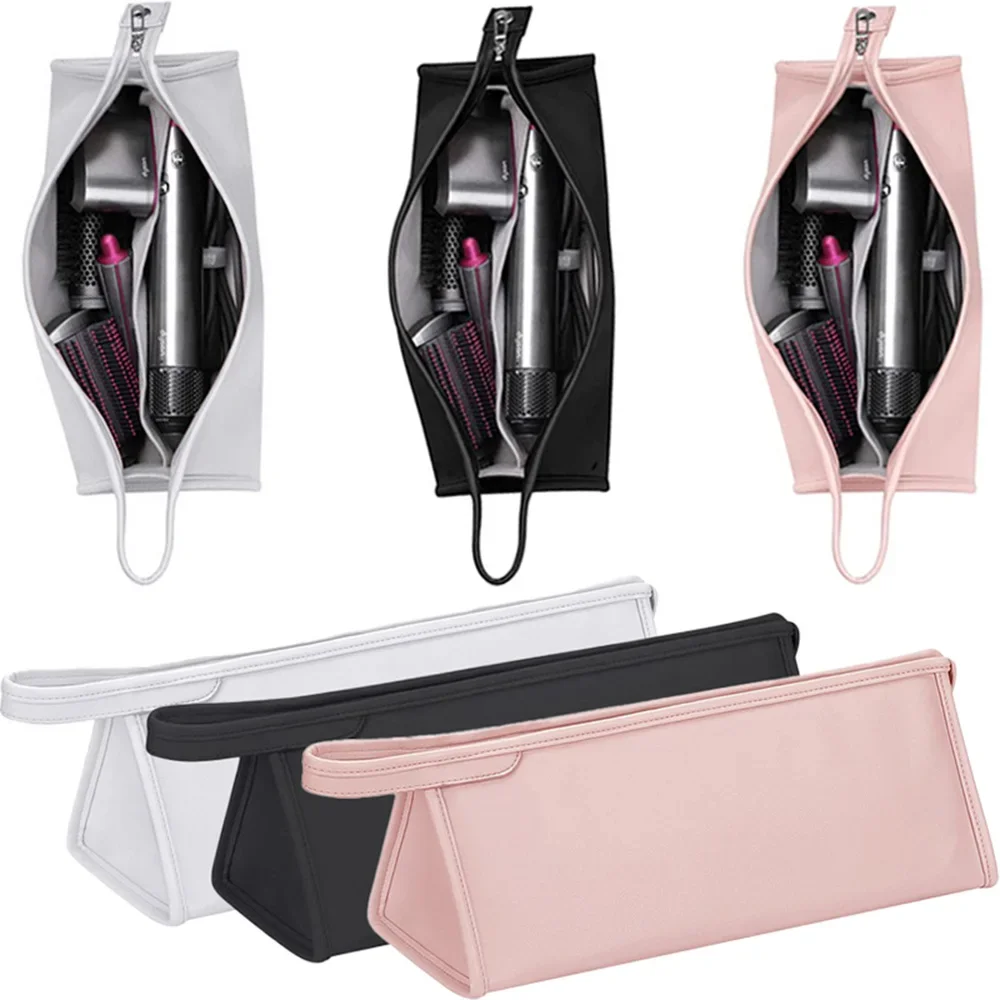 

Portable Hair Dryer Storage Bag High-capacity Curly Hair Rod Travel Organizer Bags PU Leather Wind Duct Accessories Storage Case