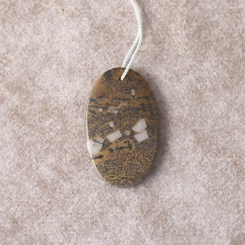 

Полированный овальный кулон из яшмы шохуа — натуральный землистый коричнево-серый драгоценный камень с отрывными узорами вен для поделок ожерелья