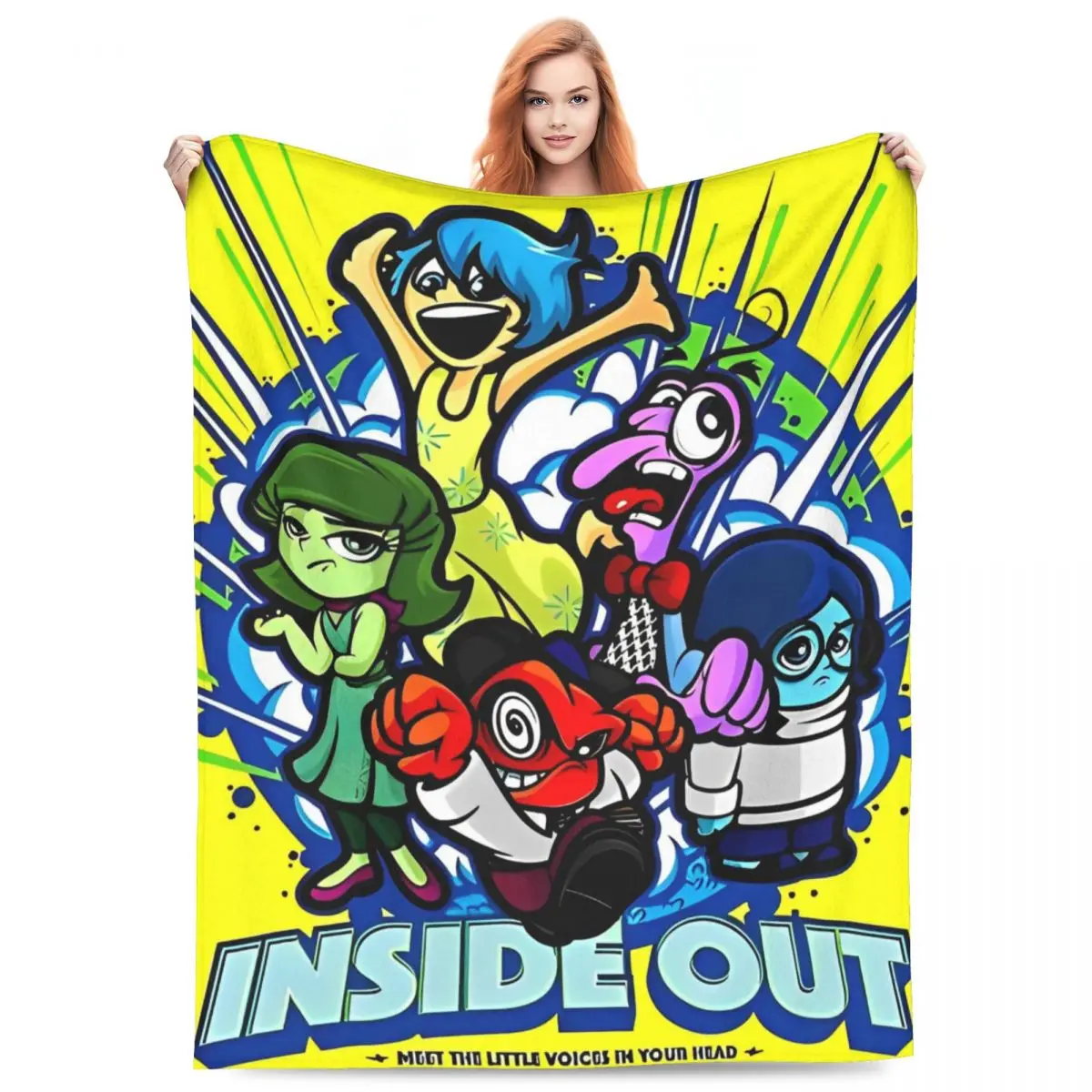 Inside Out 2 Cartoon Blanket Warm Soft Street Trend Plush Bedding Throws For Couch Chair Sofa Bed Decorative Flannel Bedspread